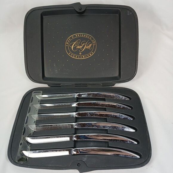 Vintage Carvel Hall 6 Pc Steak Knife Set Stainless Steel with Case - Picture 1 of 8